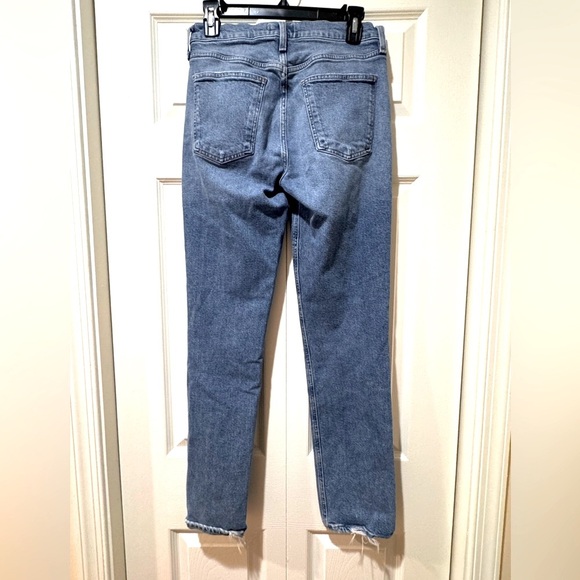 AGOLDE Lyle Jeans Women's Straight Mid Rise Blue Denim Distressed Sz 28 VGUC - Picture 3 of 12